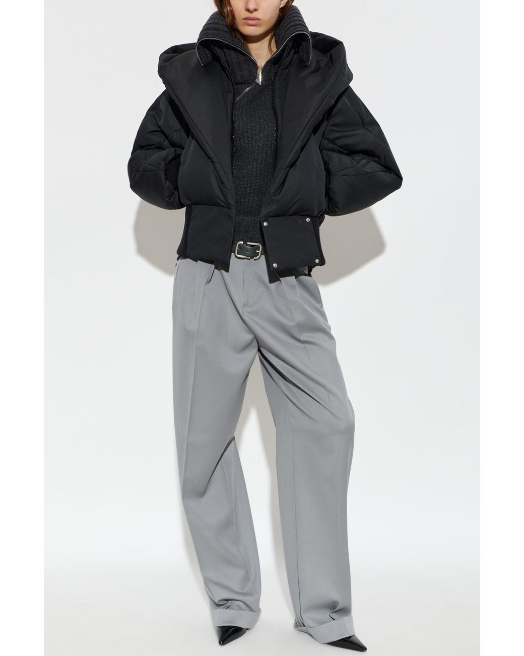 The Attico Black Insulated Jacket With Hood