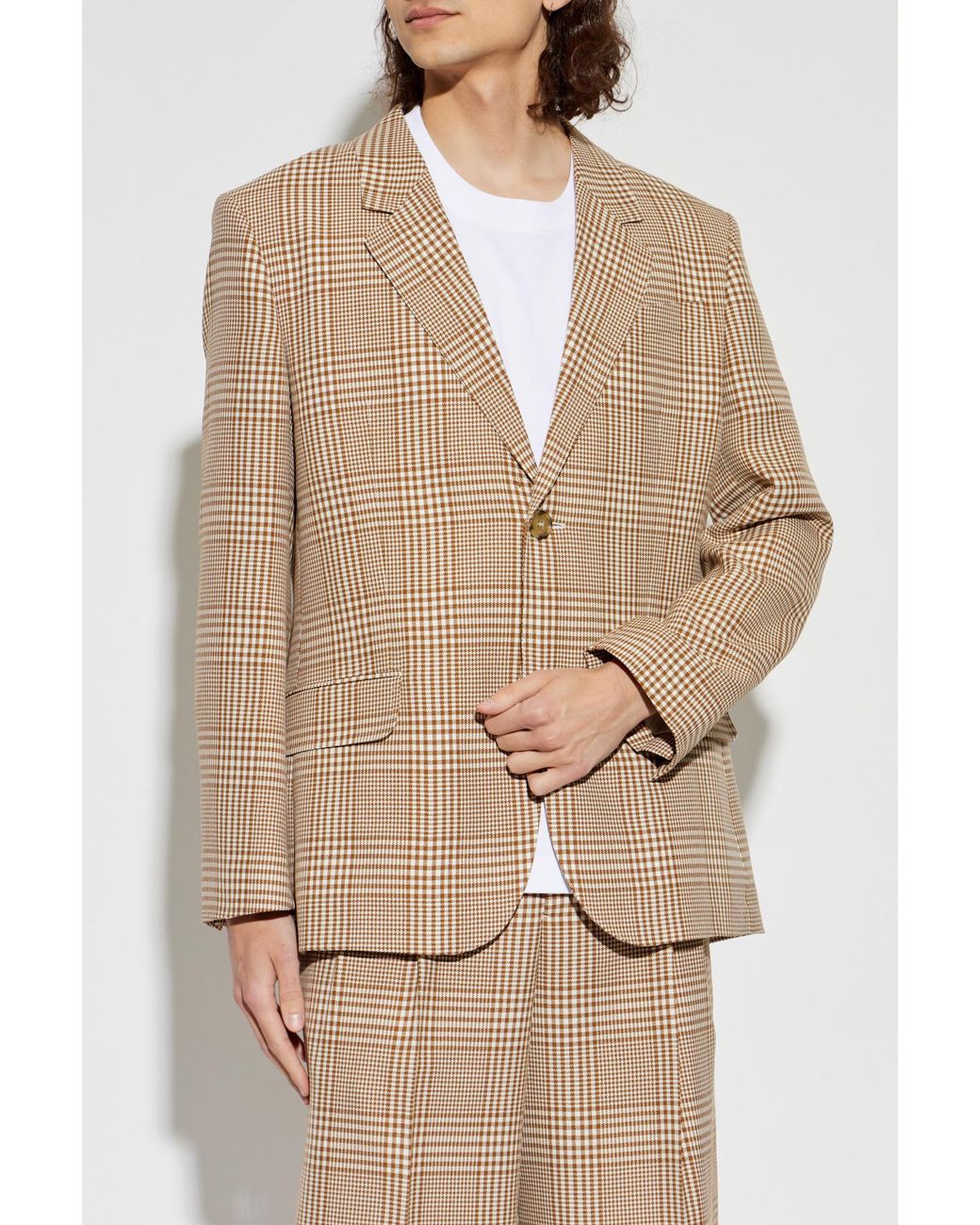 AMI Natural Checked Blazer for men