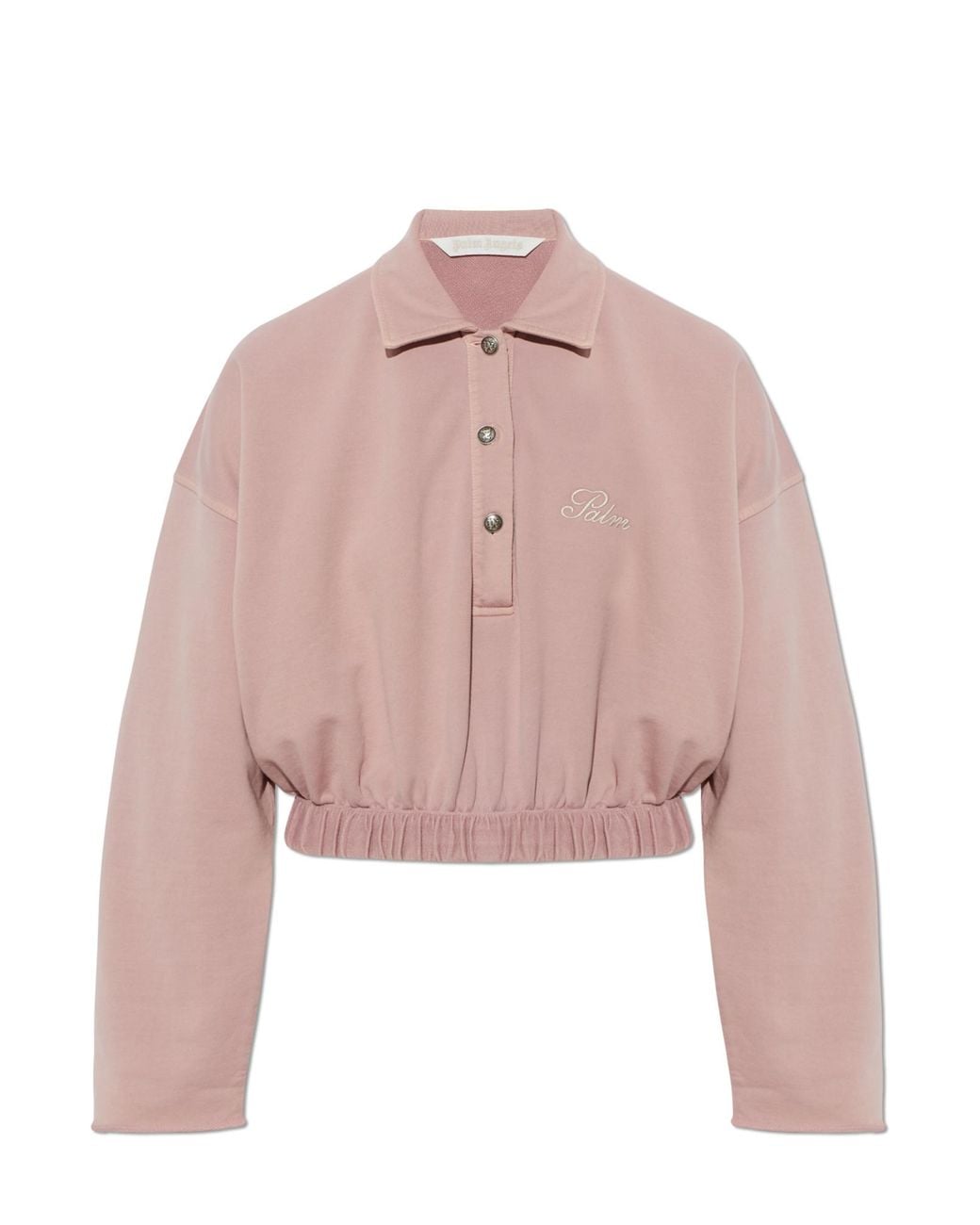 Palm Angels Pink Cropped Long-Sleeve Polo