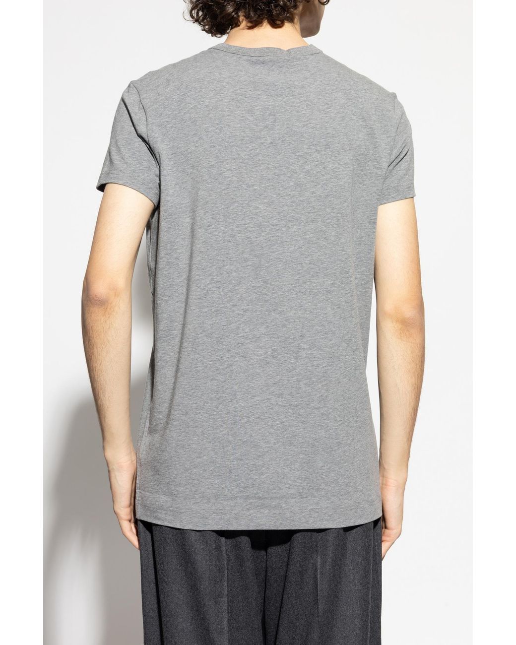 Dolce & Gabbana Gray T-Shirt With Embroidered Logo for men