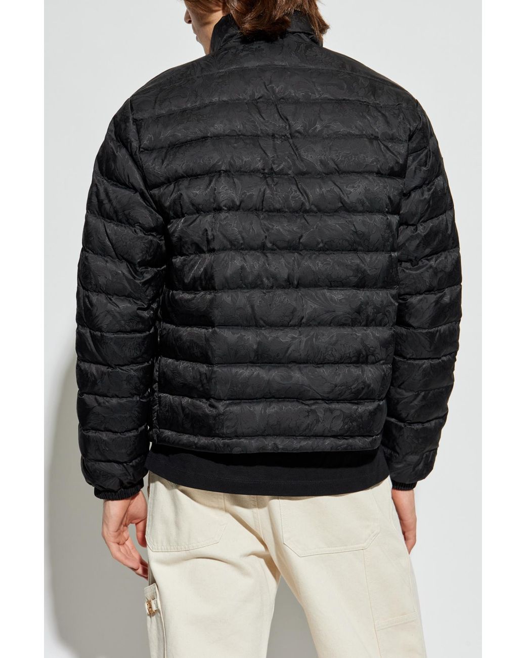 Versace Black Down Jacket With Stand-Up Collar for men