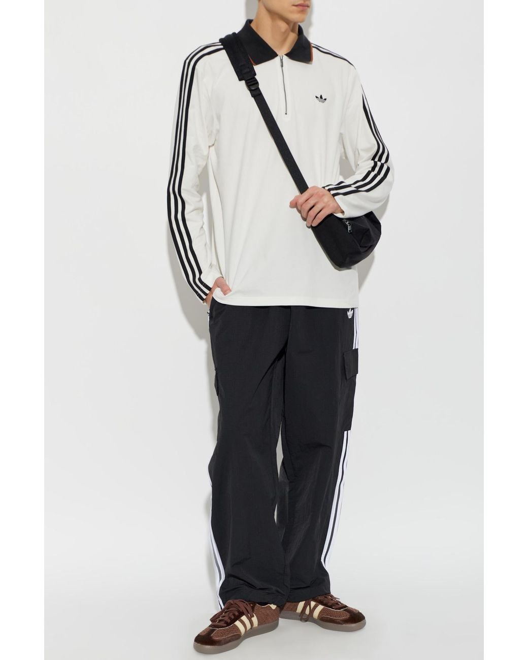 Adidas Originals Black Long-Sleeved Polo Shirt for men