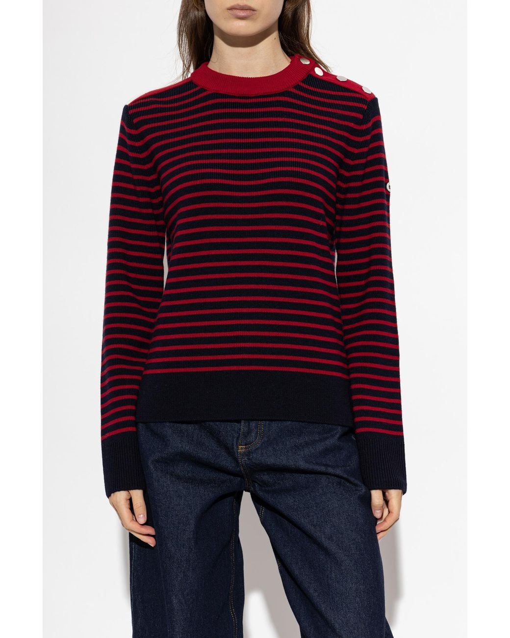 AMI Red Wool Sweater With A Round Neckline