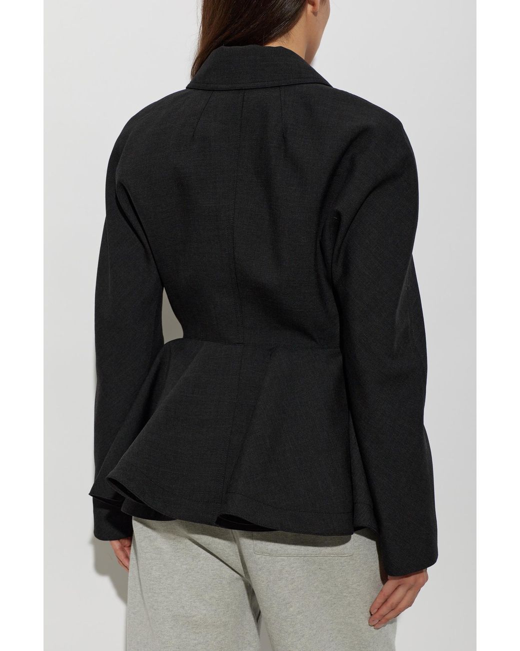 AMI Black Wool Jacket With Open Lapels