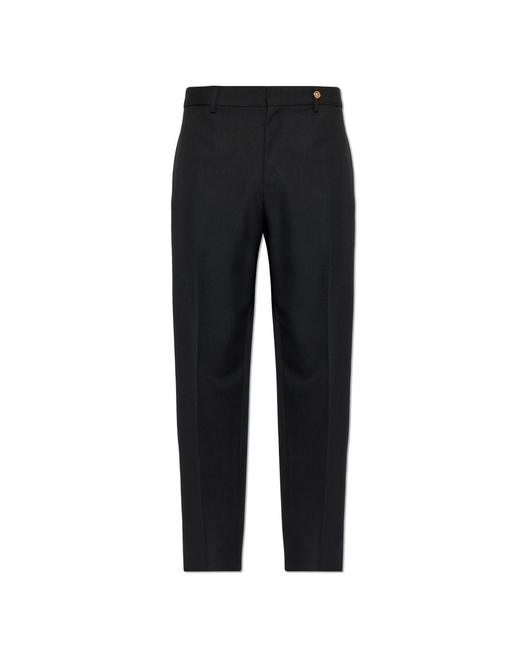 Versace Black Wool Pleated Trousers for men