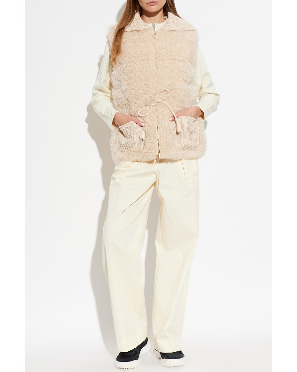 Moncler Natural Wool Vest With Hood