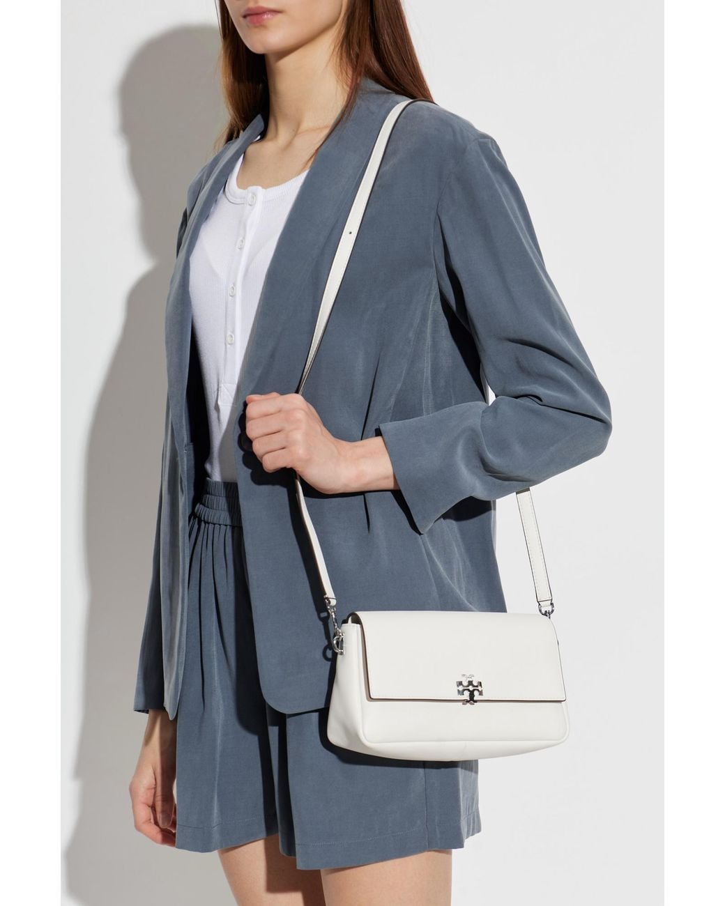 Tory Burch White 'Charlie Small' Handheld Bag