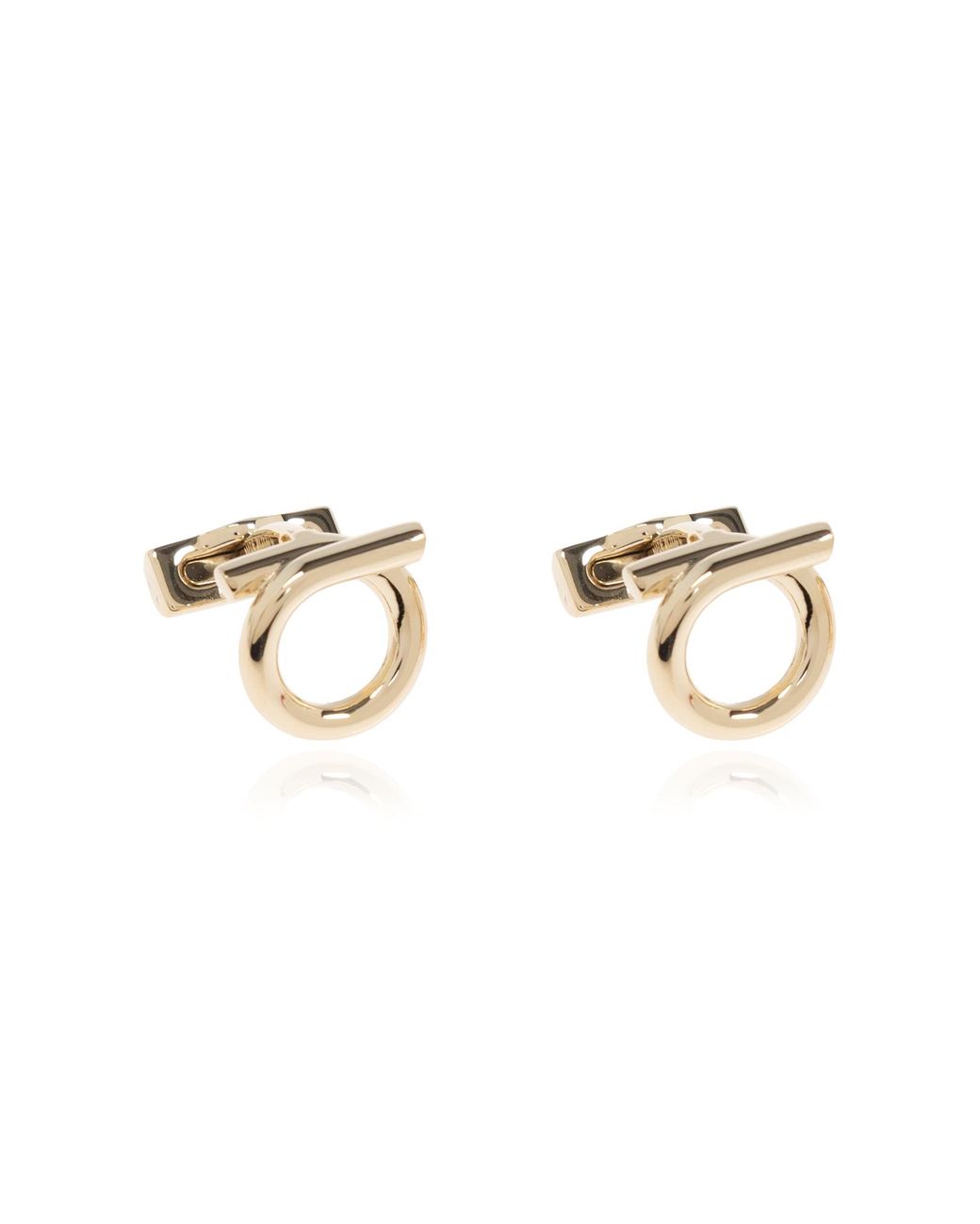 Ferragamo Metallic Logo-Shaped Cufflinks for men