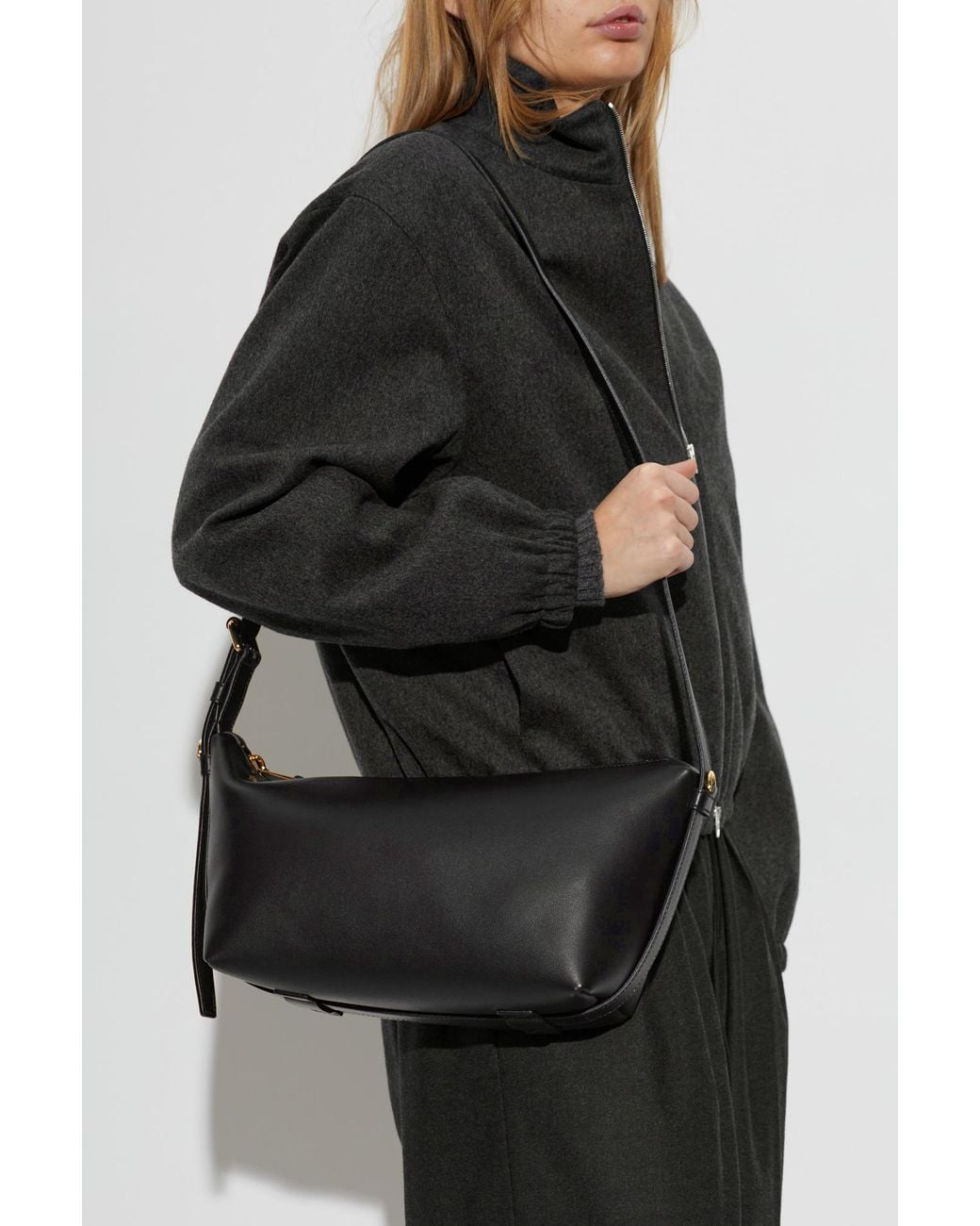 Moschino Black Leather Shoulder Bag With Logo
