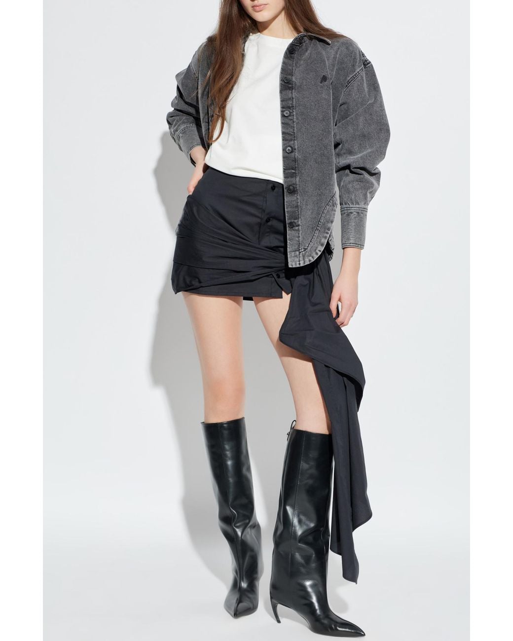 The Attico Gray Denim Shirt