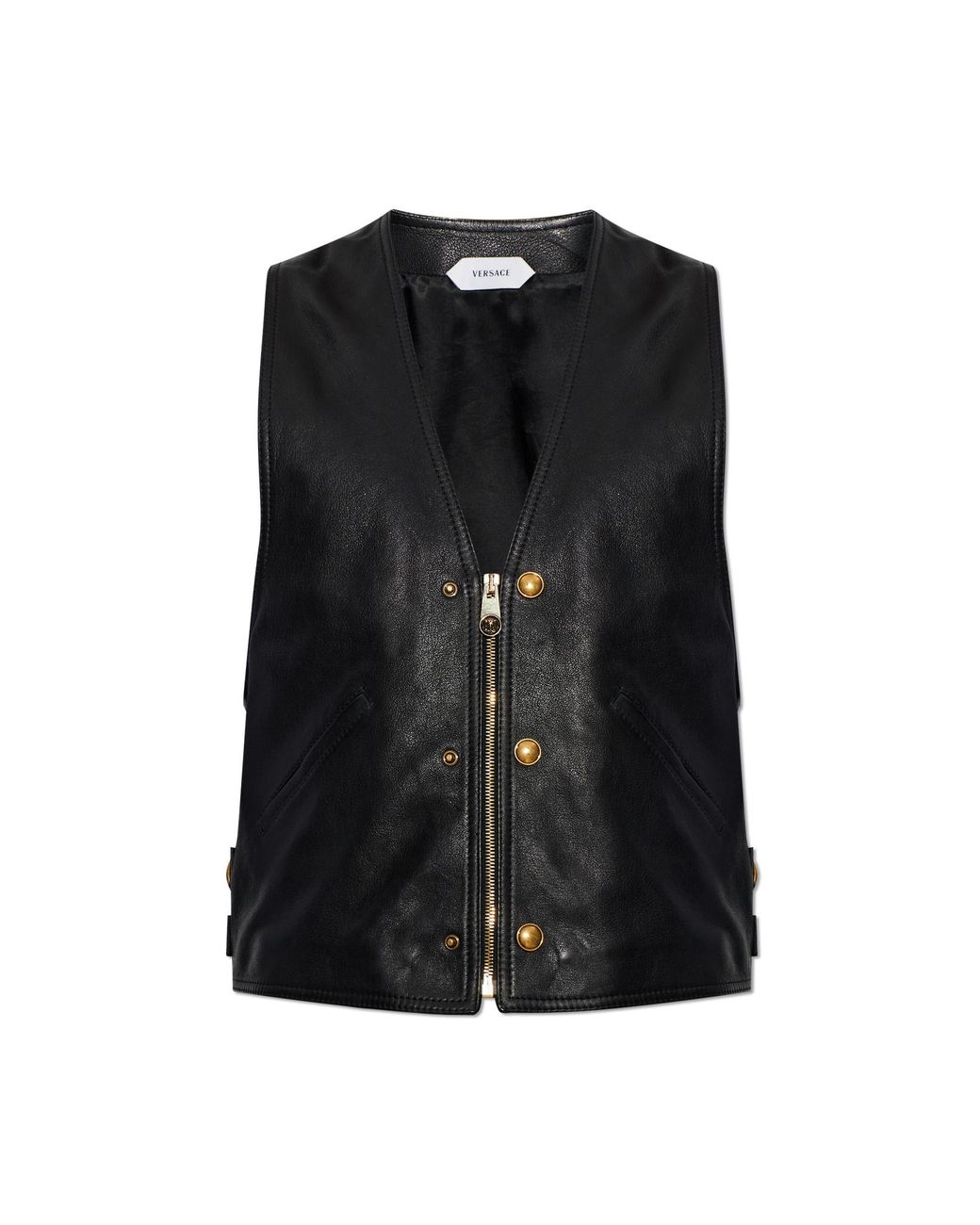 Versace Black Leather Vest for men
