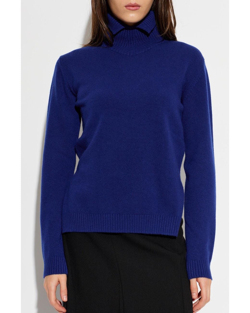 Jil Sander Blue Wool Turtleneck