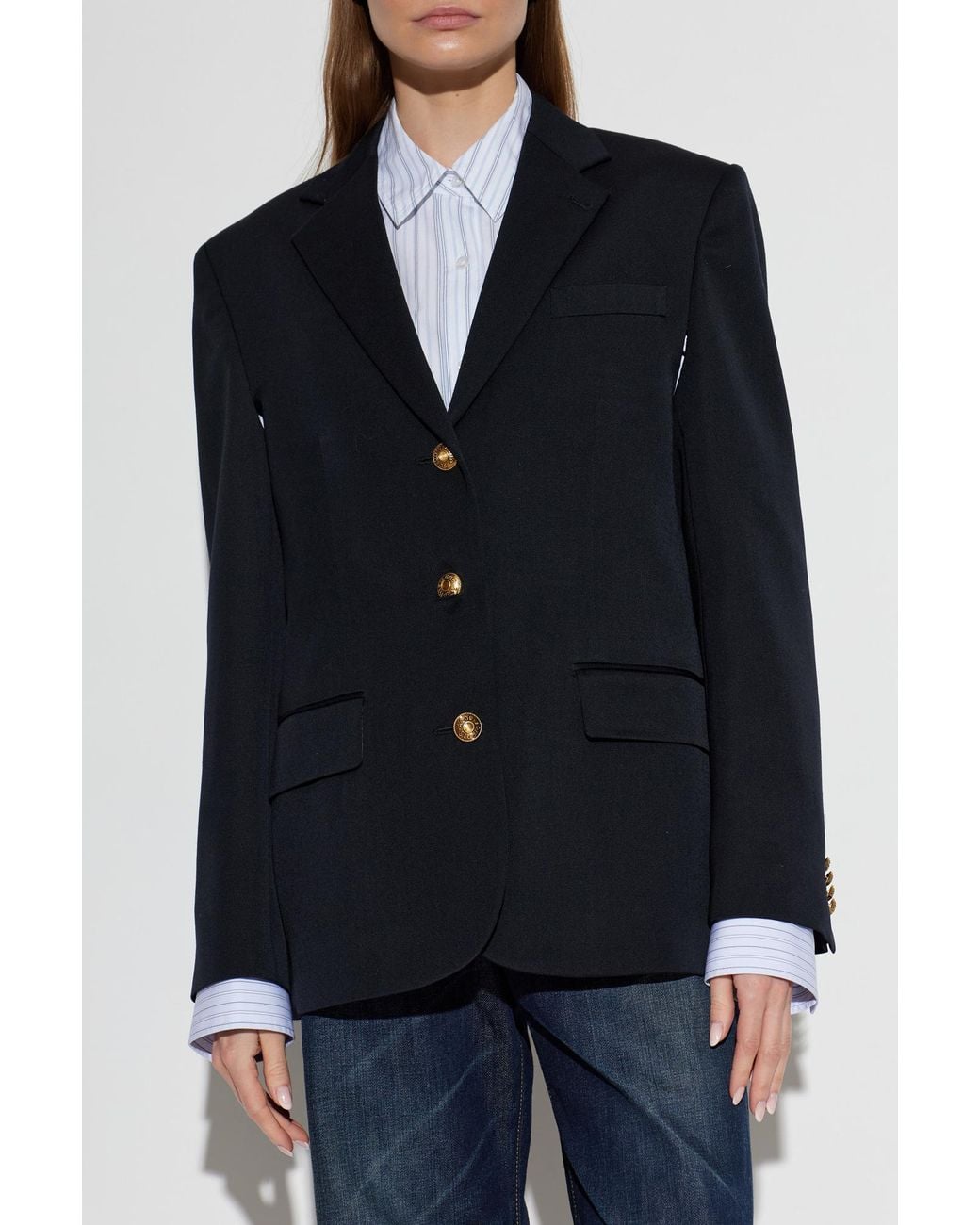 Acne Blue Wool Jacket With Open Lapels