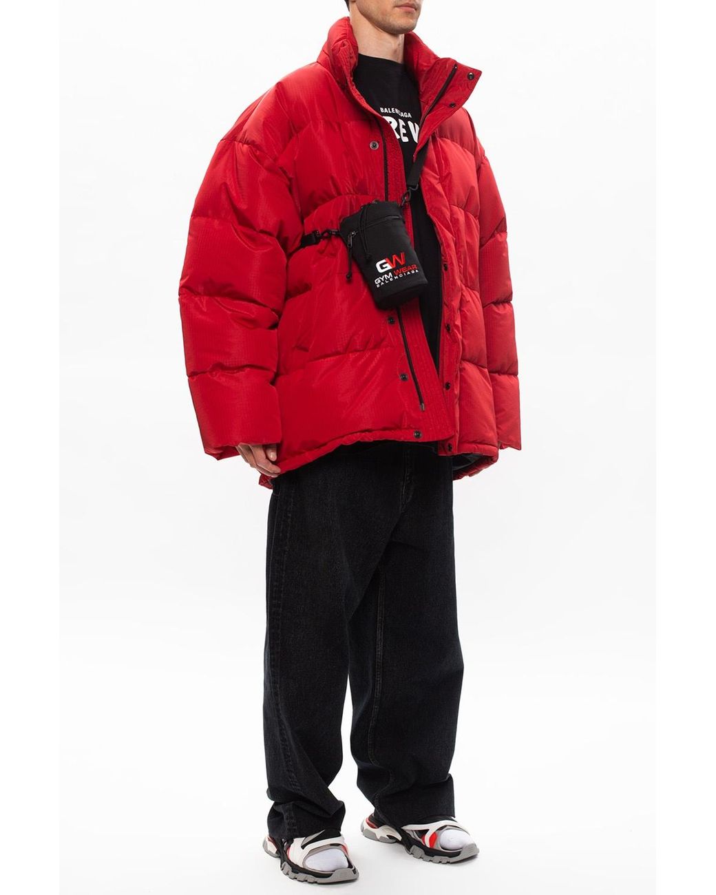 Balenciaga Checked Down Jacket in Red for Men | Lyst