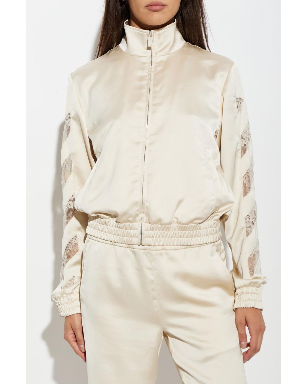 Off-White c/o Virgil Abloh White Satin Jacket With Lace Inserts