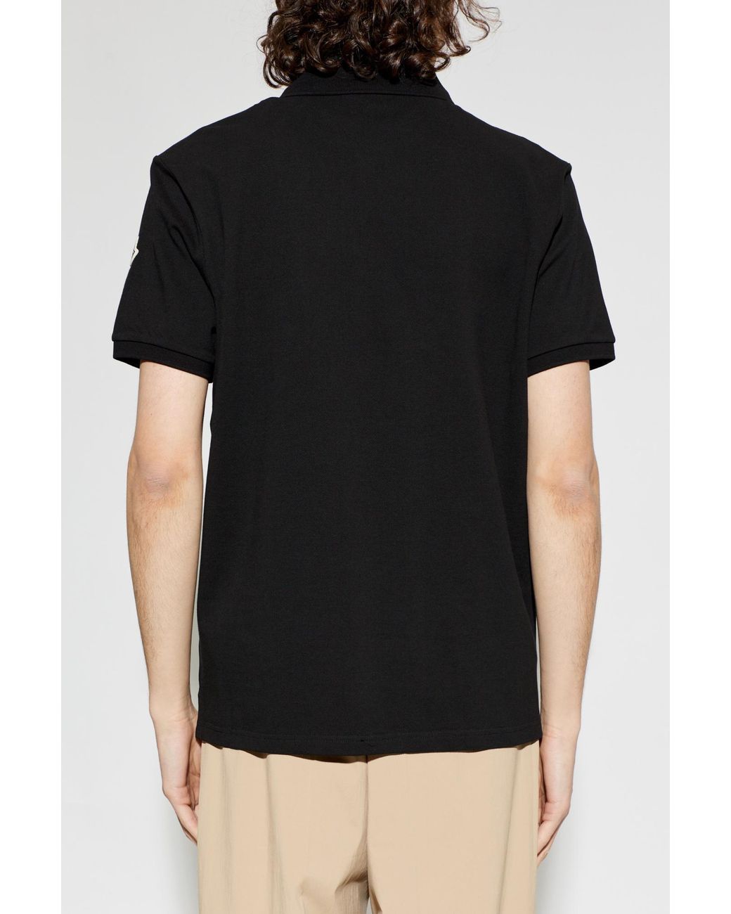 Moncler Black Polo With Logo Patch for men