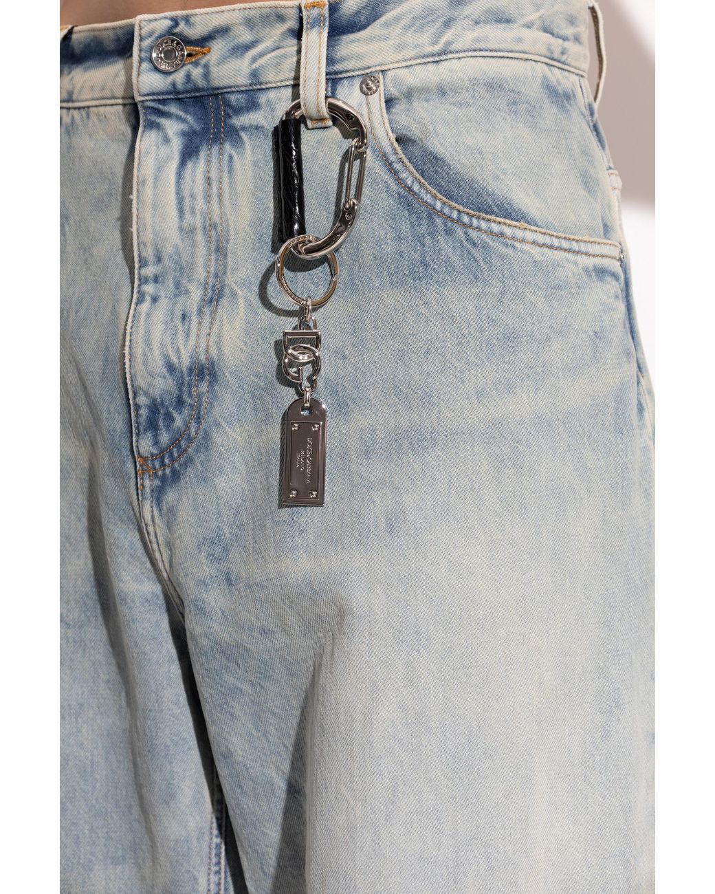 Dolce & Gabbana Metallic Logo Keychain for men