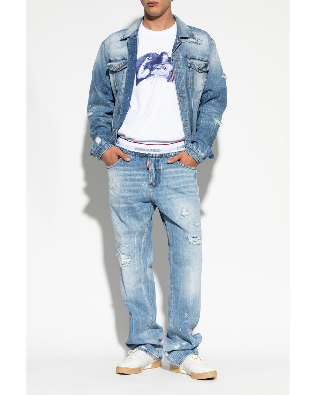 DSquared² Blue Denim Jacket With 'Vintage' Effect for men