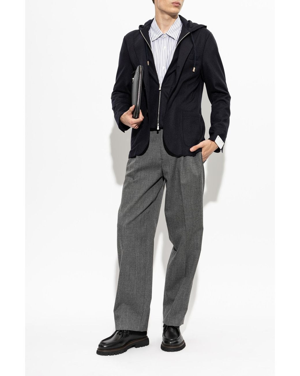 Eleventy Blue Jacket With A Detachable Hood for men