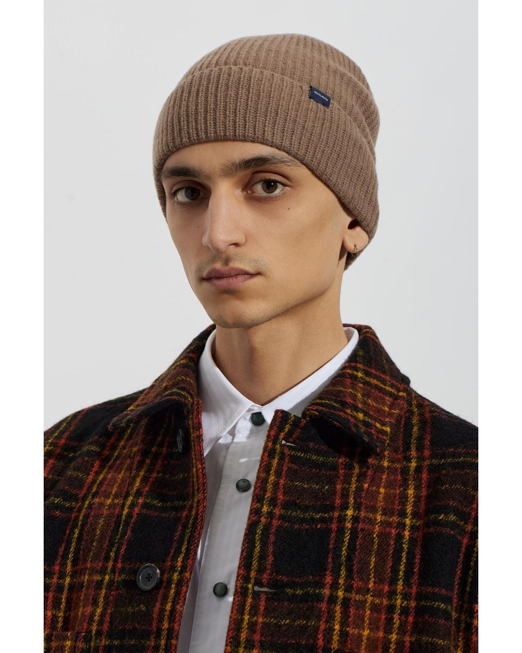 Woolrich Brown Wool Beanie for men