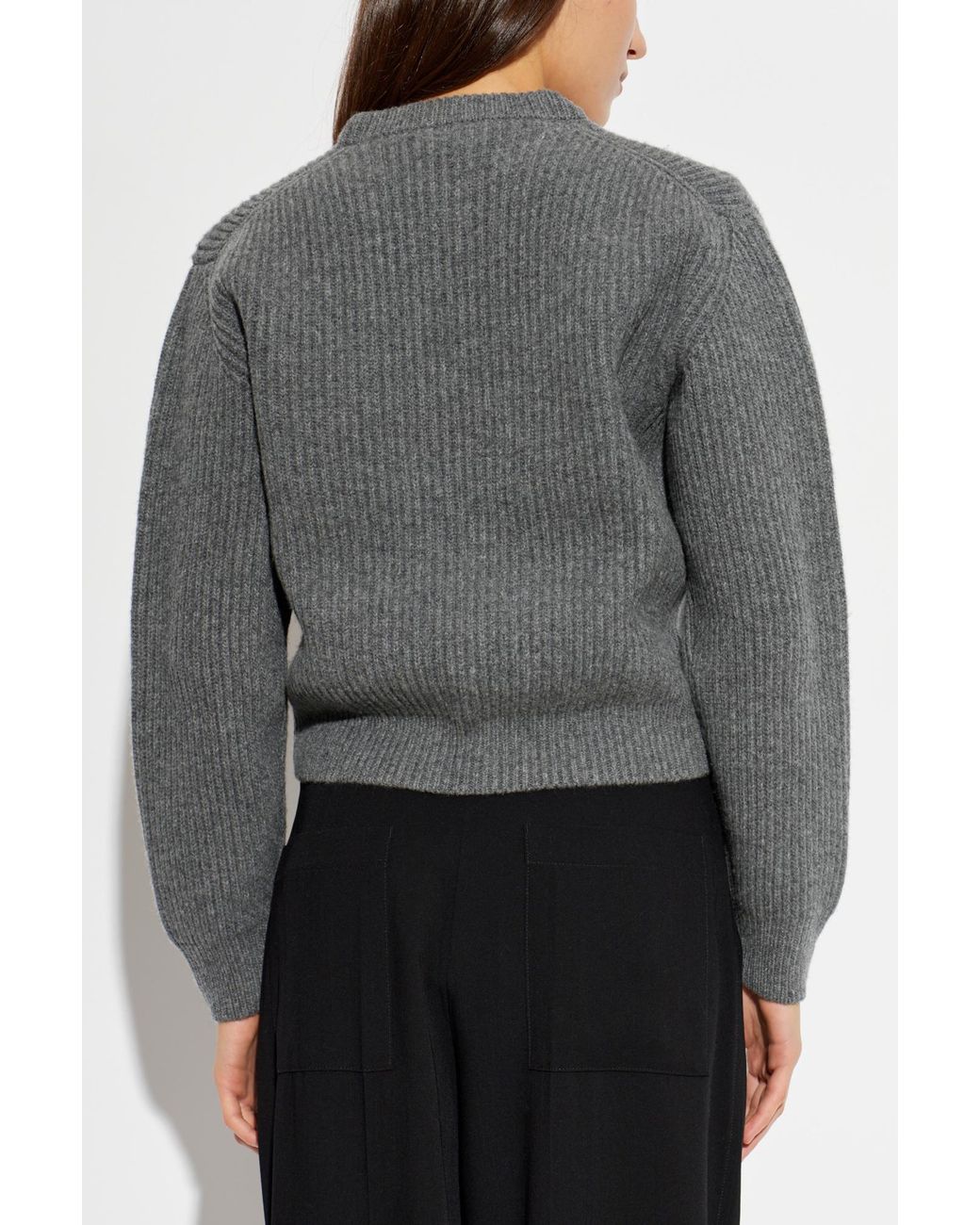 Jil Sander Gray Wool Sweater With A Crew Neck
