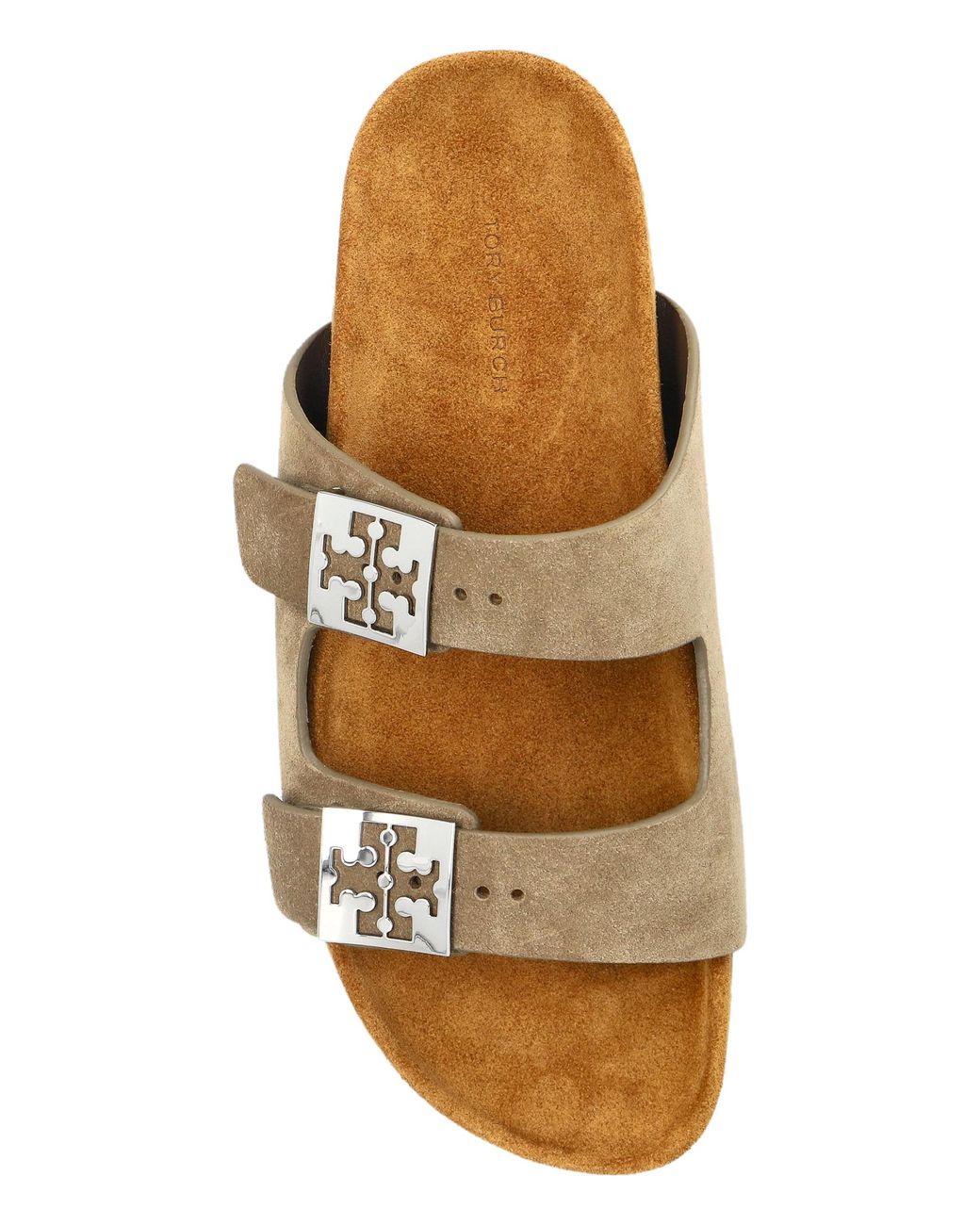 Tory Burch White Suede Slides "Mellow"