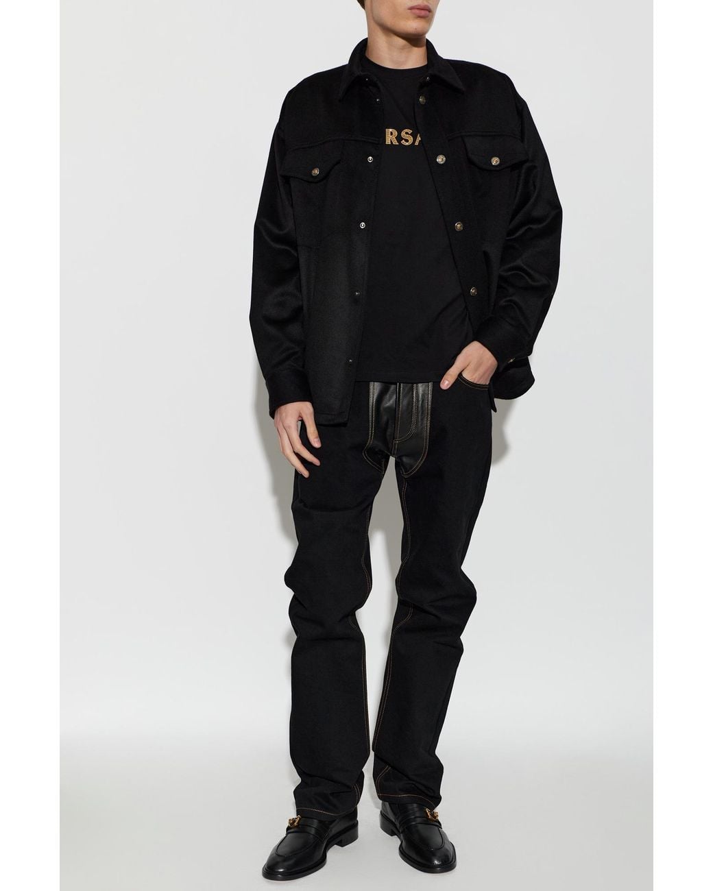 Versace Black Cashmere Jacket With Pockets for men