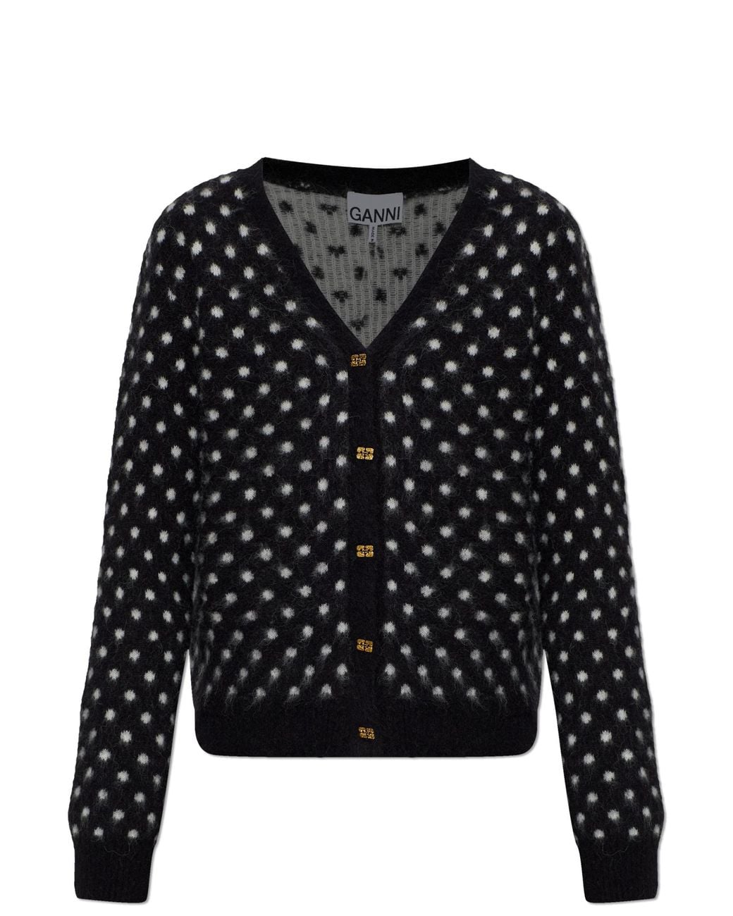 Ganni Black Polka Dot Patterned Cardigan