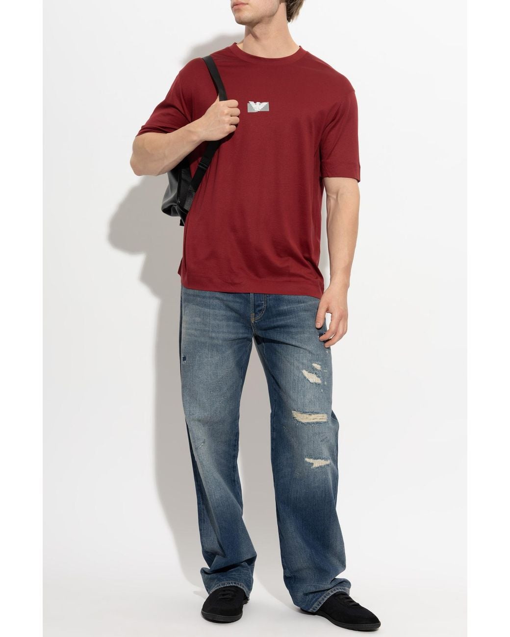 Emporio Armani Red T-Shirt With Logo for men
