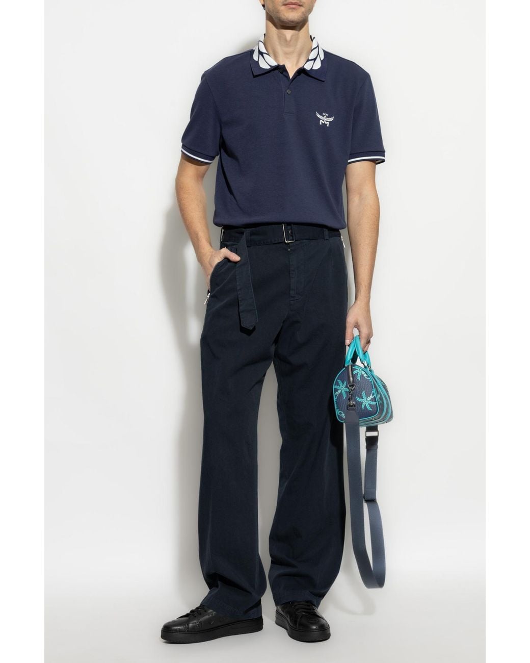 MCM Blue Polo With Logo for men