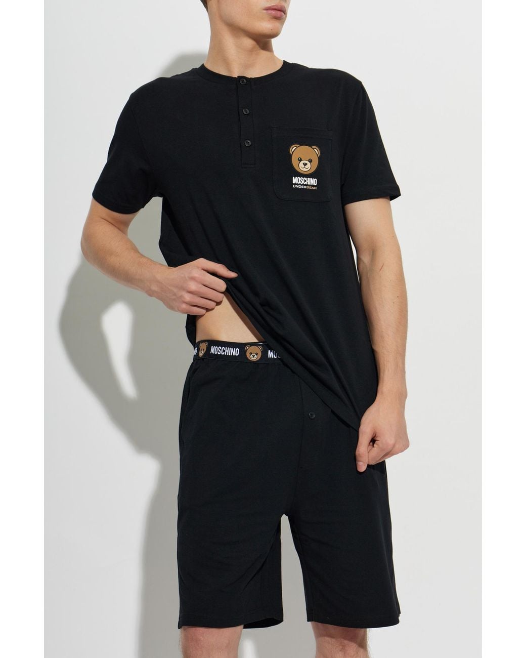 Moschino Black Two-Piece Pyjama Set From The 'Active' Line for men