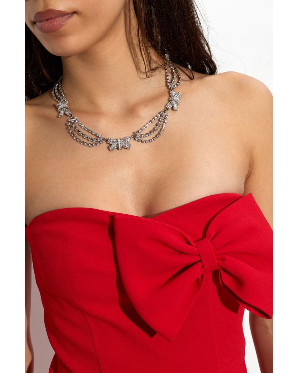 Alessandra Rich White Necklace With Crystals