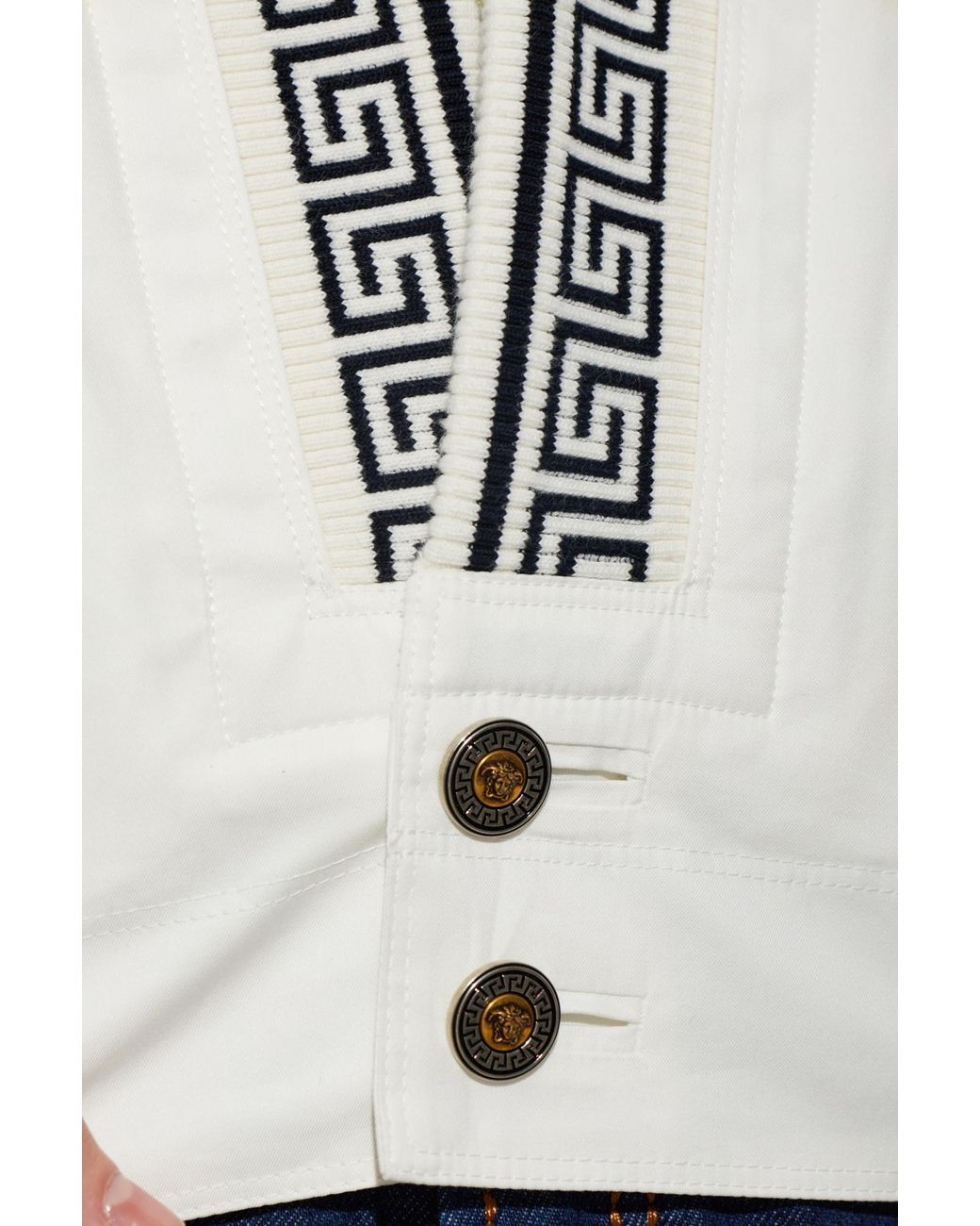 Versace White Jacket With A Distinctive Greek Pattern