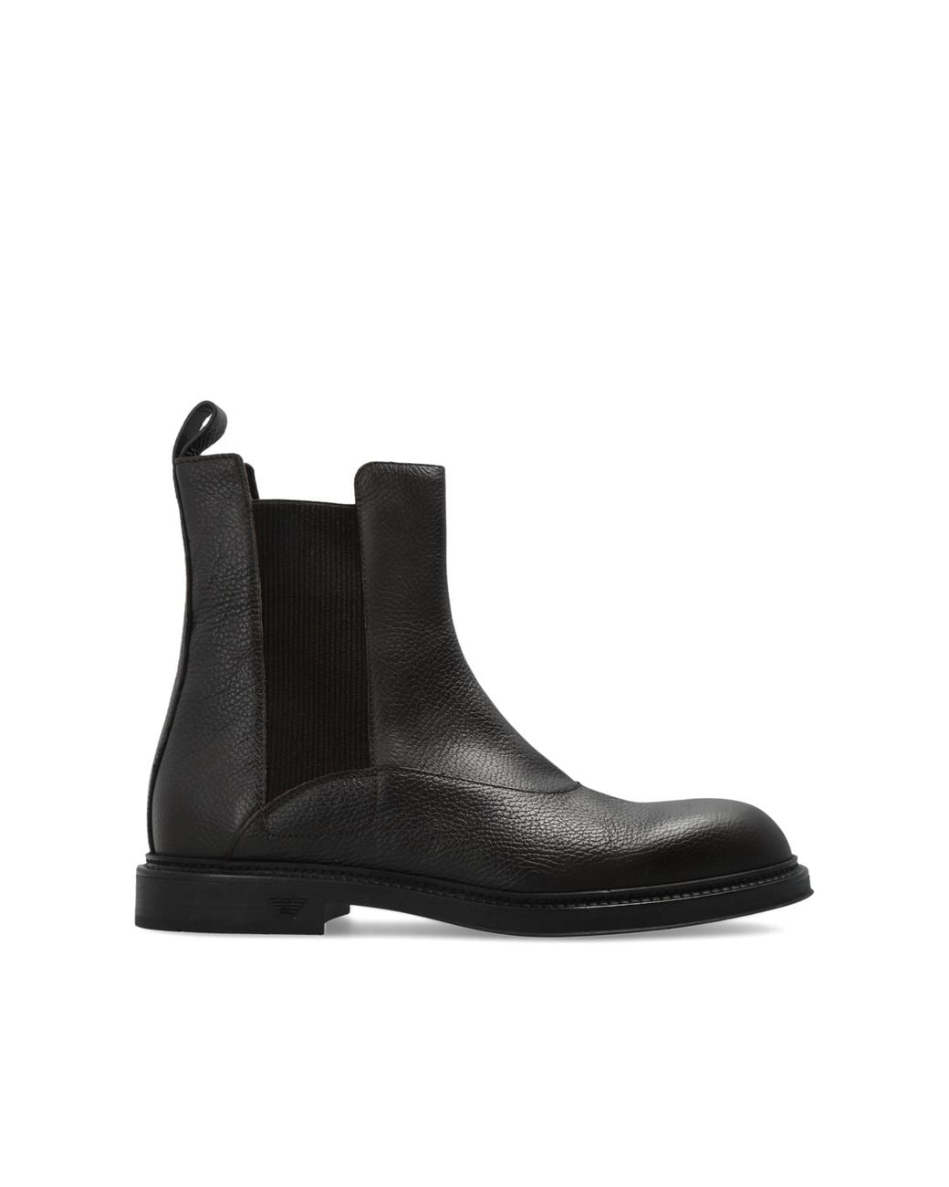 Emporio Armani Black Leather Chelsea Boots for men