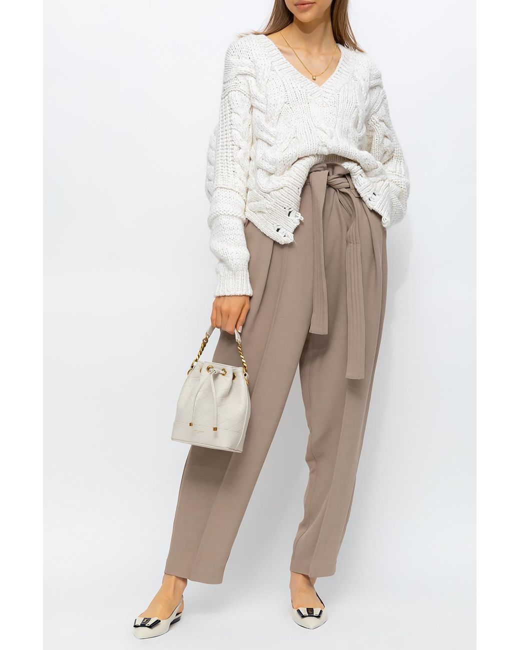 IRO Cotton Distressed Sweater in White | Lyst