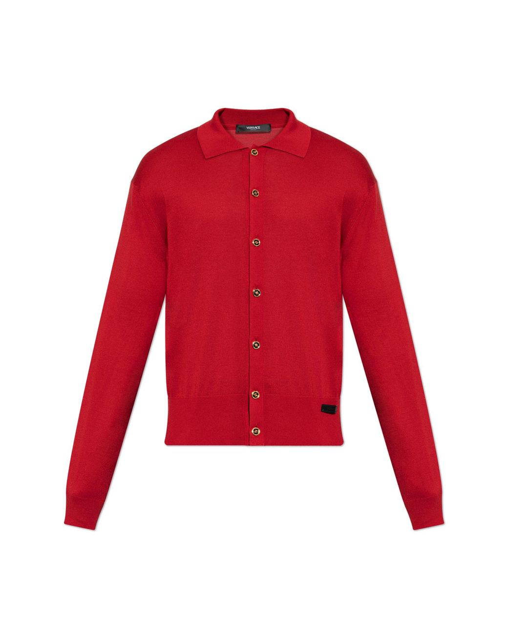 Versace Red Cardigan With Logo for men