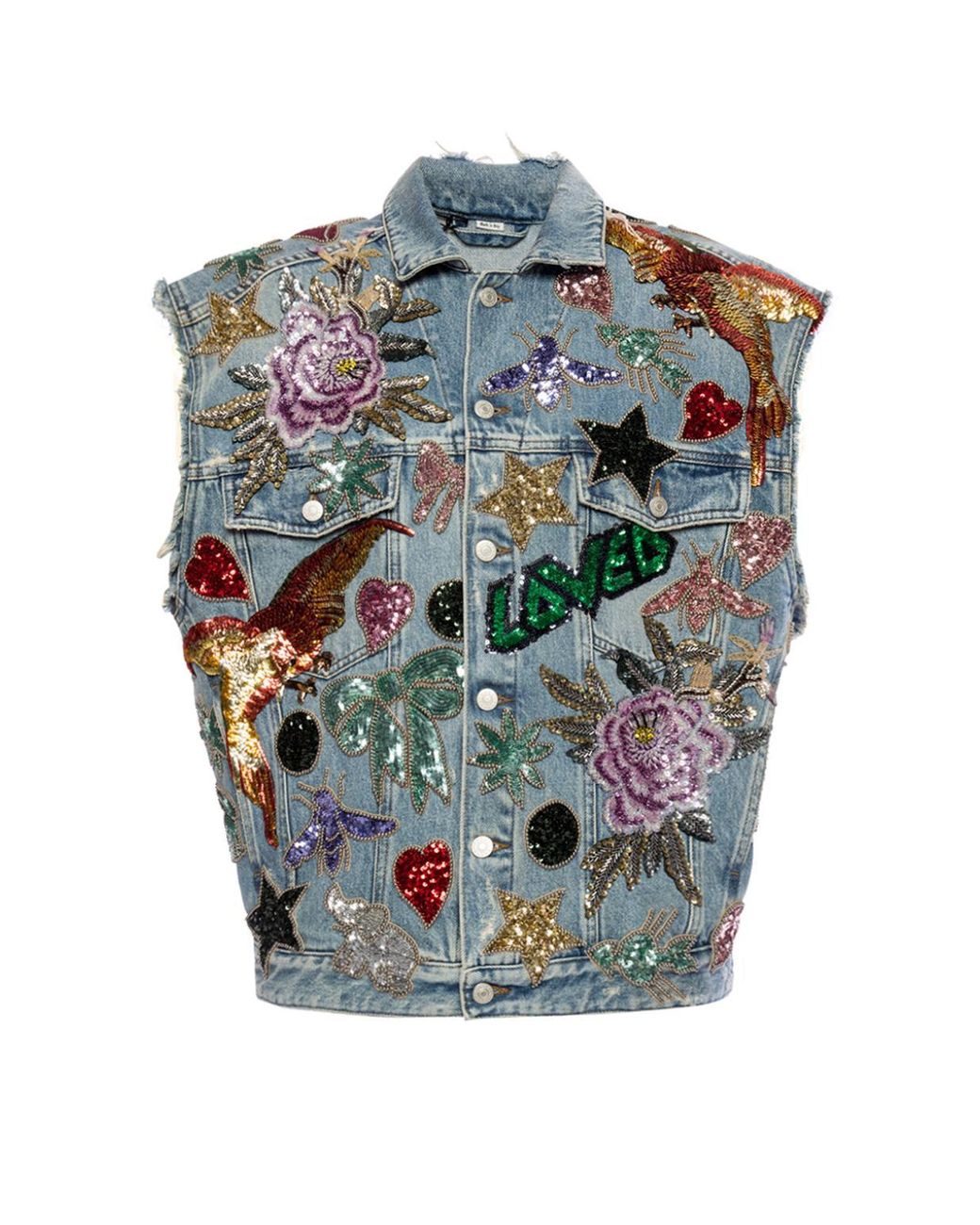 Gucci Sequin-embellished Denim Gilet in 