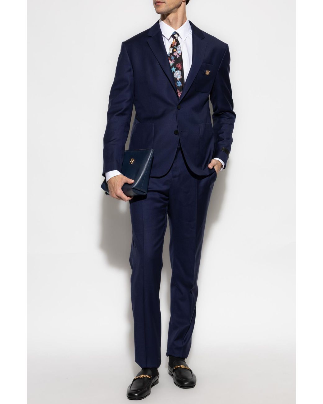 Versace Blue Creased Trousers for men