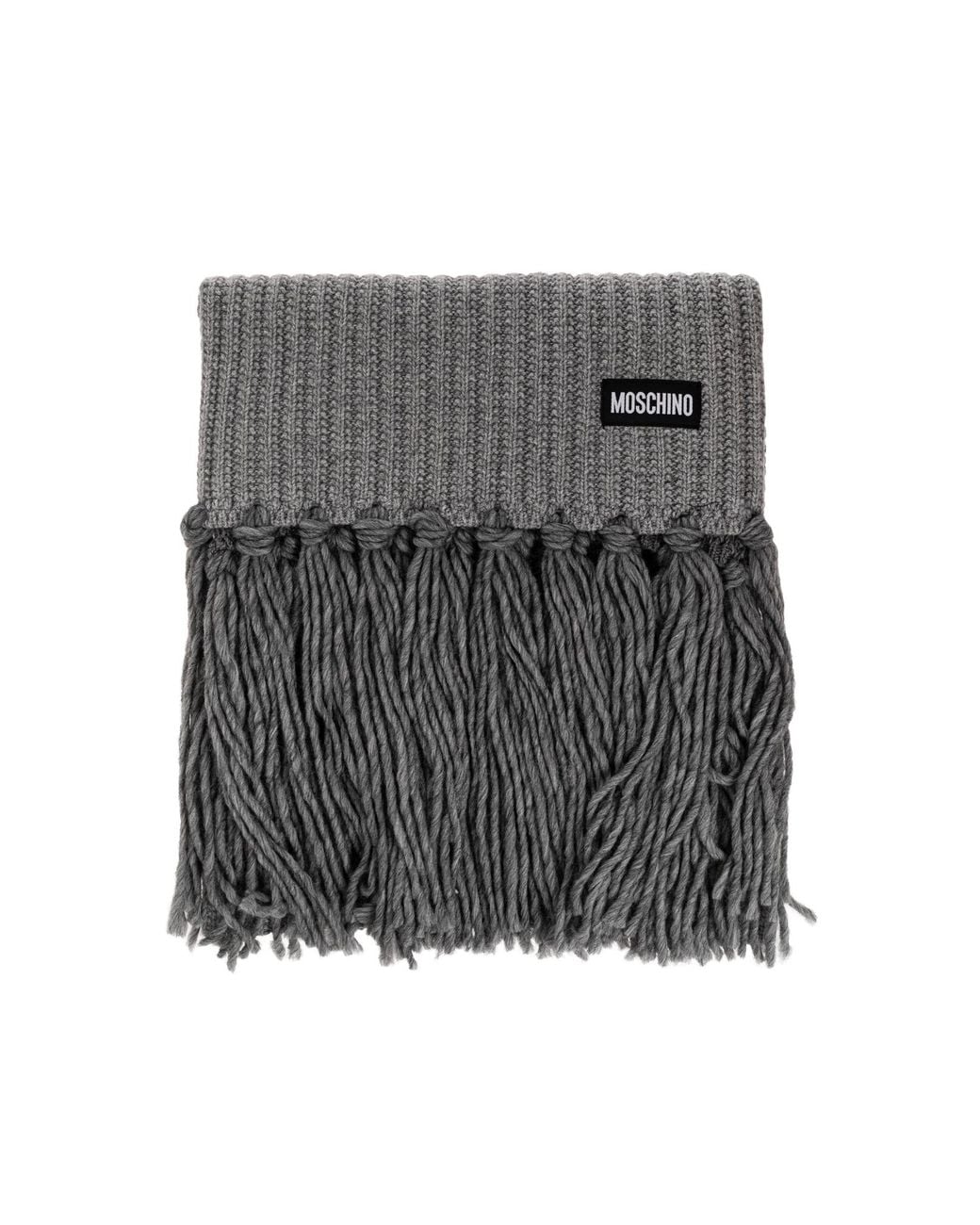 Moschino Gray Scarf With Fringes
