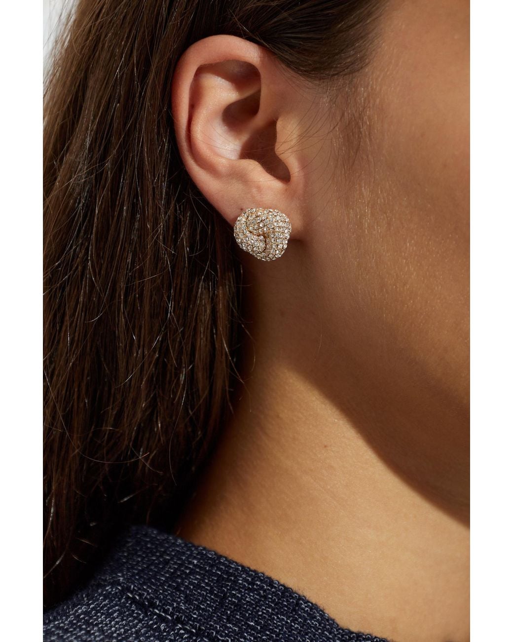 Self-Portrait Metallic Earrings With Shimmering Crystals