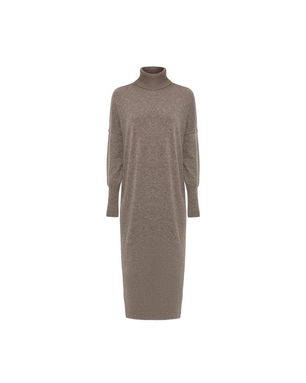 Paul & Shark Brown Wool Dress With Side Slits
