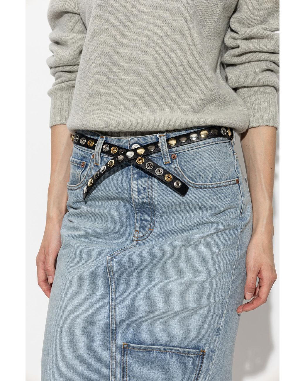 IRO Black Leather Belt With Studs