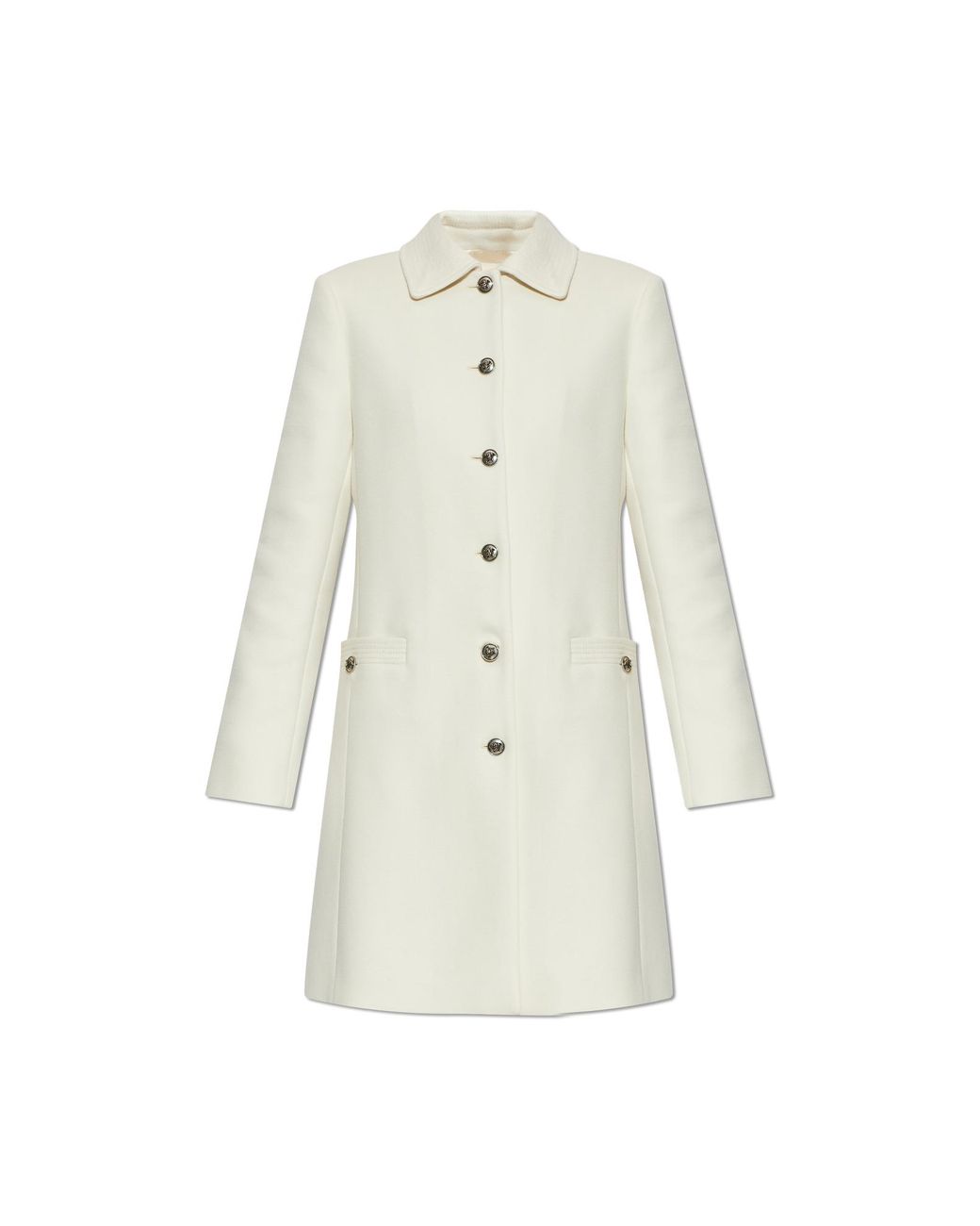 Versace White Wool Coat With Single Vent