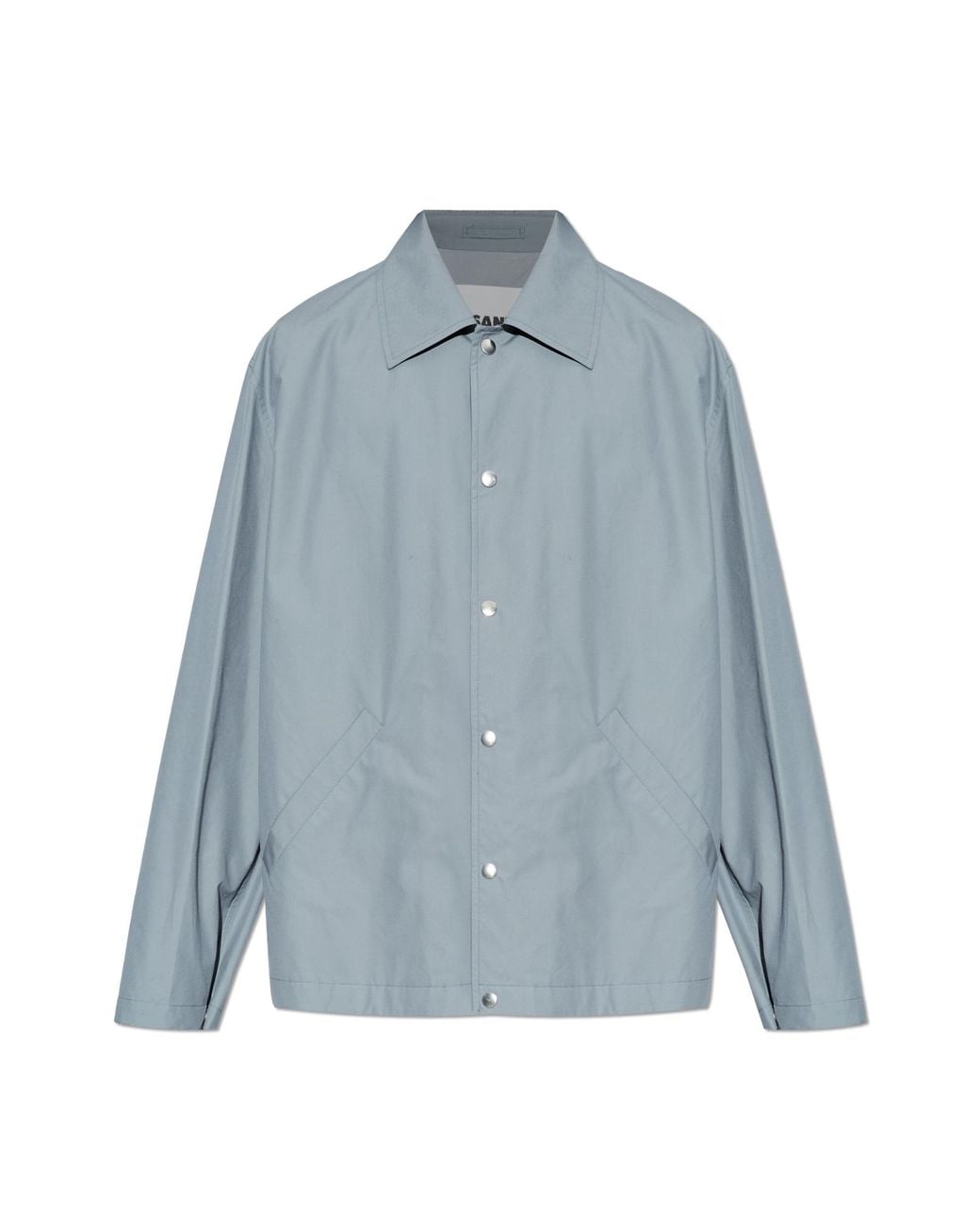 Jil Sander Blue Cotton Jacket With Logo for men