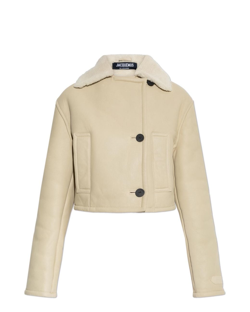 Jacquemus White Double-Breasted Shearling Coat