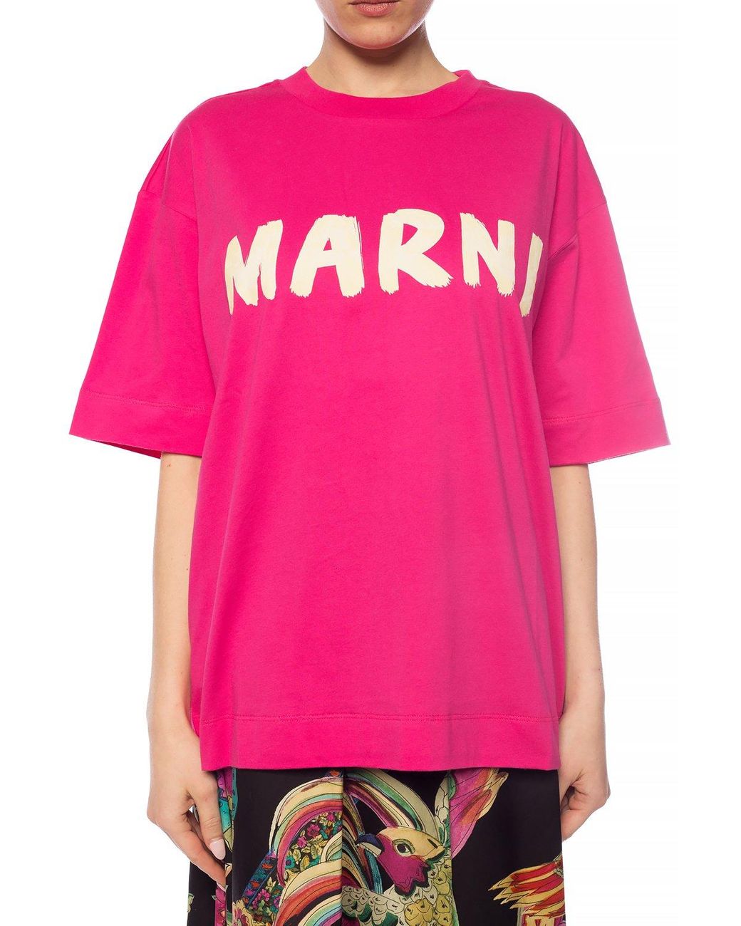 Marni Brushed Logo Print T-shirt in Pink | Lyst