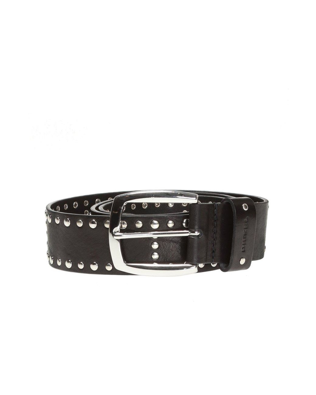 DIESEL Studded Leather Belt in Black for Men - Lyst