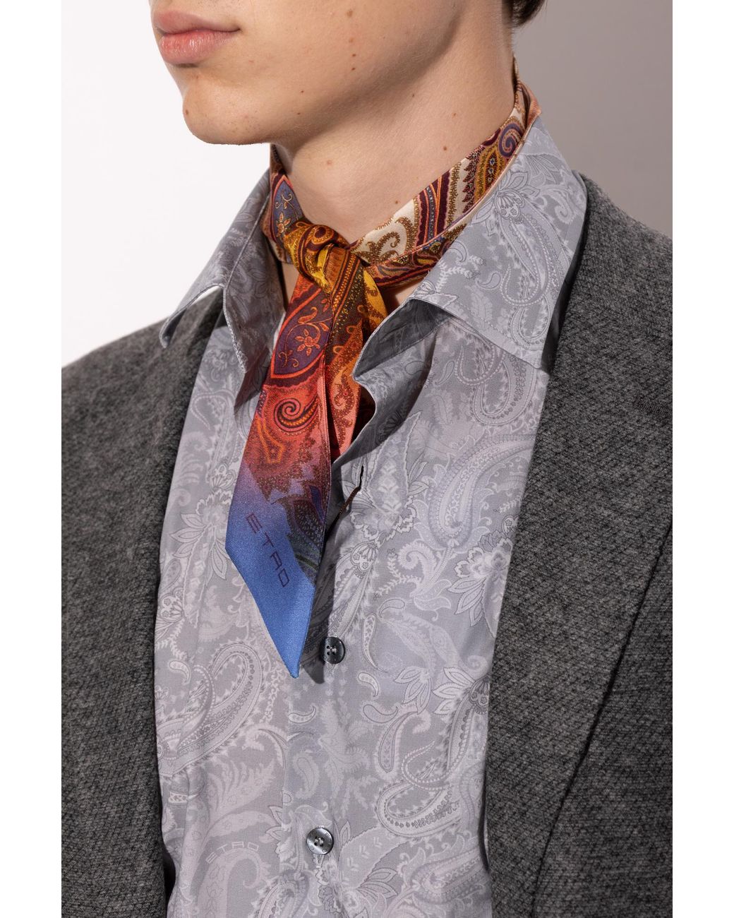 Etro White Silk Scarf for men