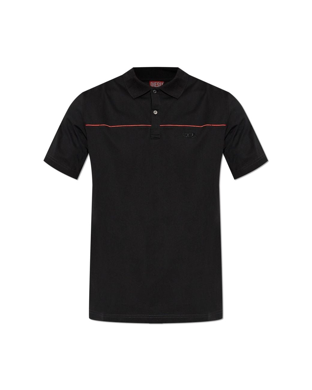 DIESEL Black Polo "T-Rejust-Piping" for men