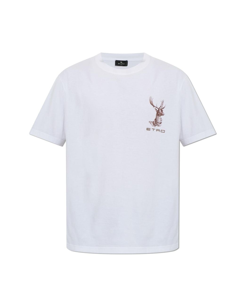 Etro White T-Shirt With Embroidered Logo for men